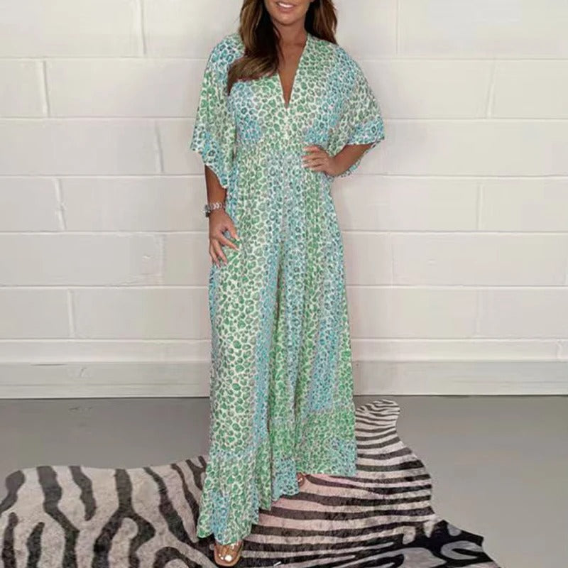 Queniva - Elegant Jumpsuit with V-Neckline and High Waist