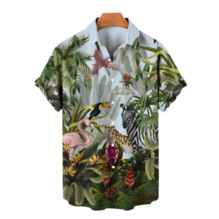 Men’s Short-Sleeve Button-Up Shirt | Tropical Print | Summer Casual Canada