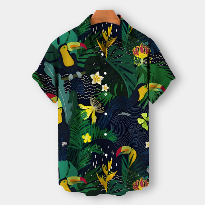 Men’s Short-Sleeve Button-Up Shirt | Tropical Print | Summer Casual Canada