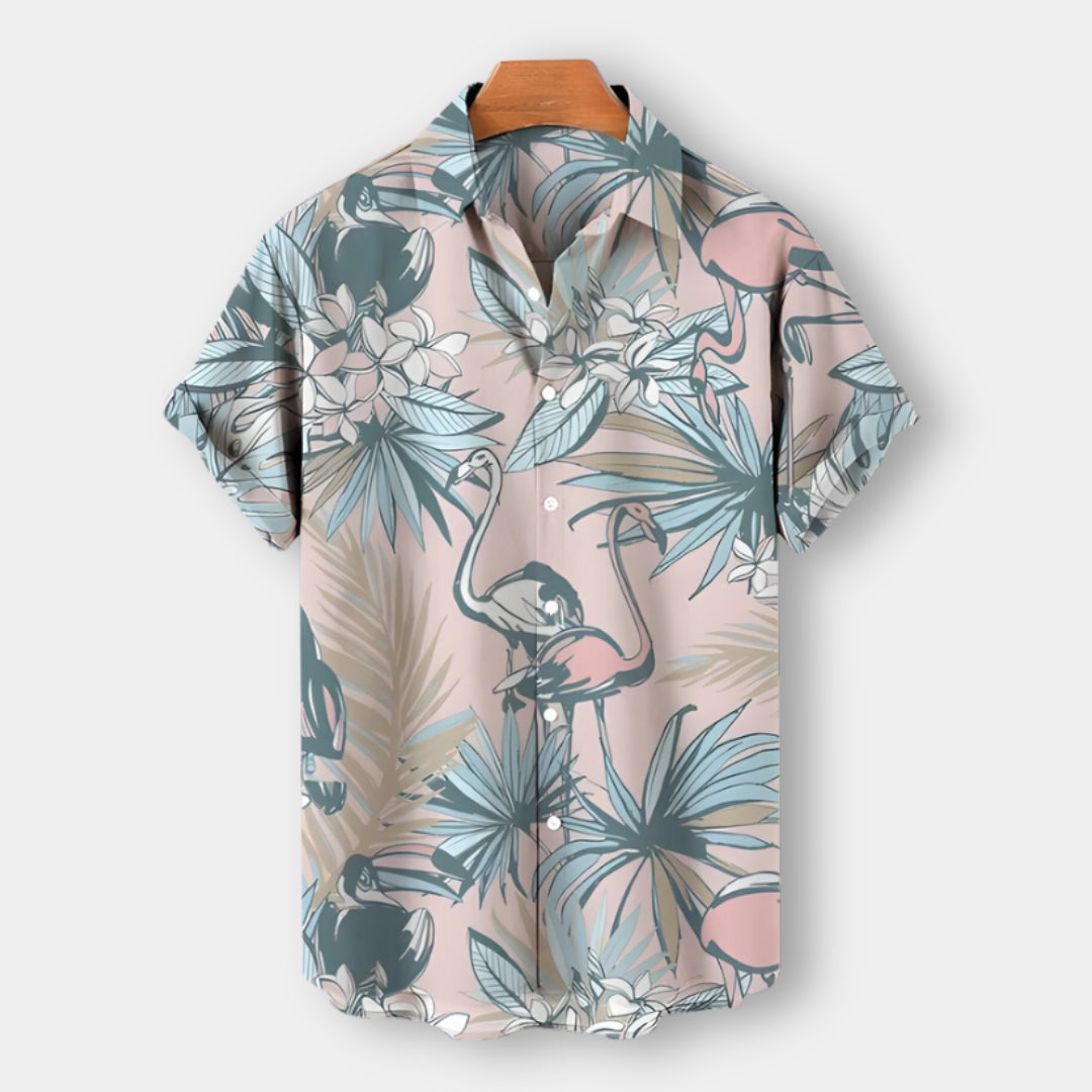 Men’s Short-Sleeve Button-Up Shirt | Tropical Print | Summer Casual Canada