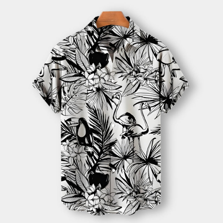 Men’s Short-Sleeve Button-Up Shirt | Tropical Print | Summer Casual Canada